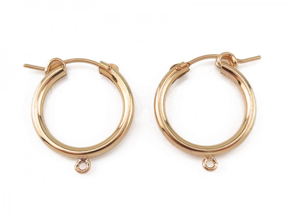 Gold Filled Hinged Earring Hoop with Loop 19mm x 2.25mm  ~ PAIR