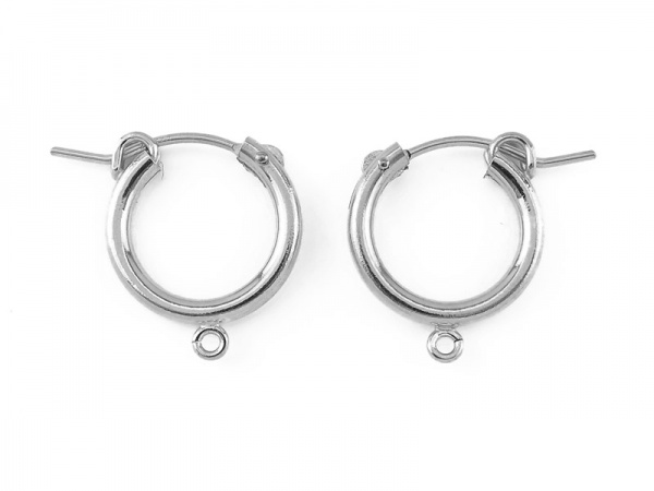 Sterling Silver Hinged Earring Hoop with Loop 15mm x 2.25mm ~ PAIR