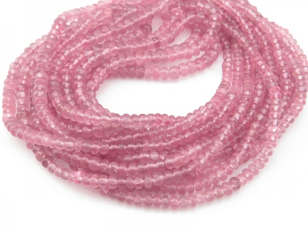 AA Pink Spinel Smooth Rondelles 2.75-4.25mm ~ 16'' Strand