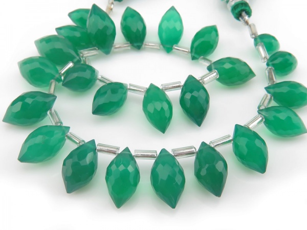 AA+ Green Onyx Faceted Dew Drop Briolettes 10-14mm (24)