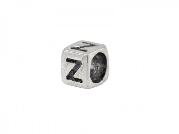 Sterling Silver Alphabet Square Bead 5mm ~ Z
