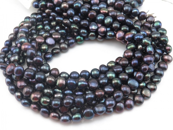 Freshwater Pearl Peacock Cross Drilled Beads 8.5-9mm ~ 16'' Strand