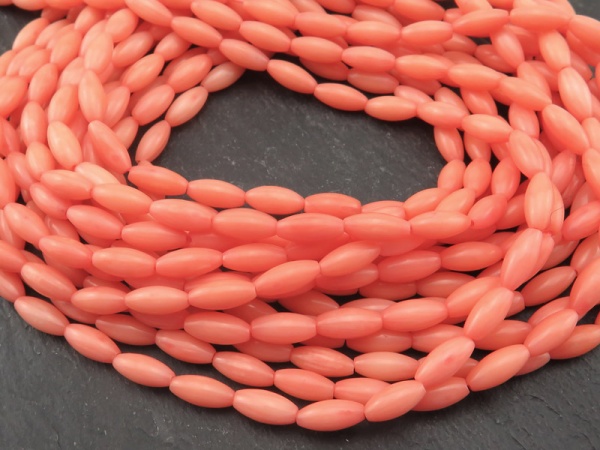 Salmon Pink Bamboo Coral Smooth Barrel Beads 10mm ~ 16'' Strand