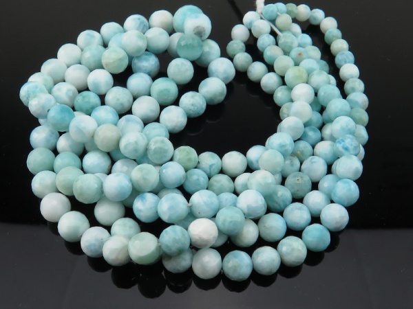 AA+ Larimar Faceted Round Beads 6-9mm ~ 16'' Strand
