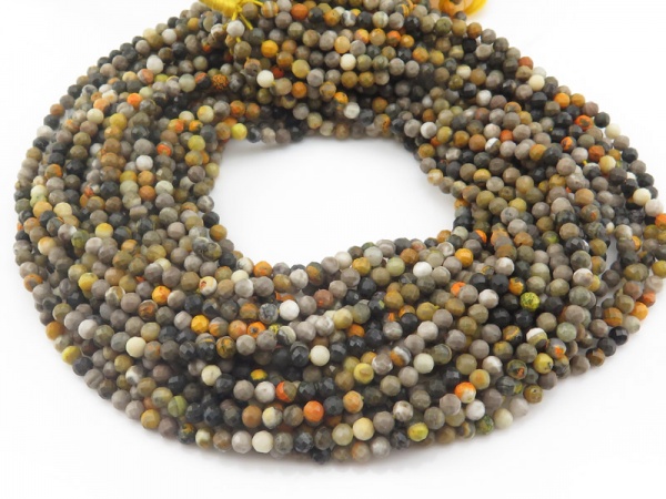 Bumblebee Jasper Faceted Round Beads 3.5mm ~ 12.5'' Strand