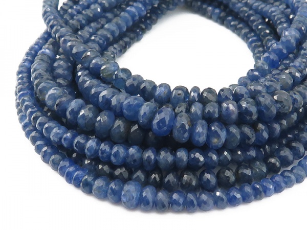 AA Blue Sapphire Faceted Rondelles 2.75-4.5mm ~ 8.5'' Strand