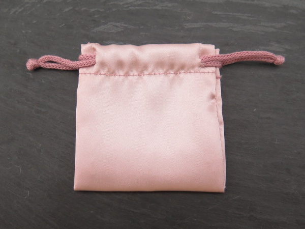 Satin Drawstring Bag 7cm x 7cm ~ Rose Pink