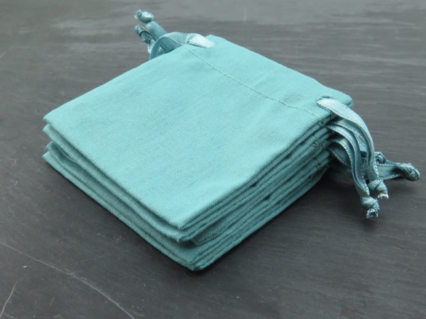 Cotton Drawstring Bag 7cm x 7cm ~ Teal