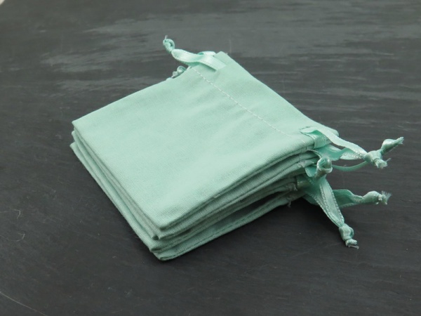 Cotton Drawstring Bag 7cm x 7cm ~ Sage Green