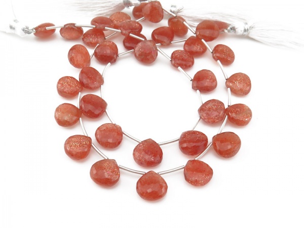 AA+ Sunstone Faceted Heart Briolettes 10-10.5mm