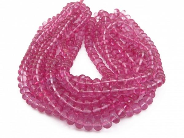 AAA Pink Topaz Smooth Rondelle Beads ~ Various Sizes ~ 17'' Strand