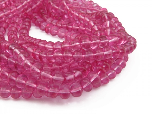 AAA Pink Topaz Smooth Rondelle Beads ~ Various Sizes ~ 17'' Strand