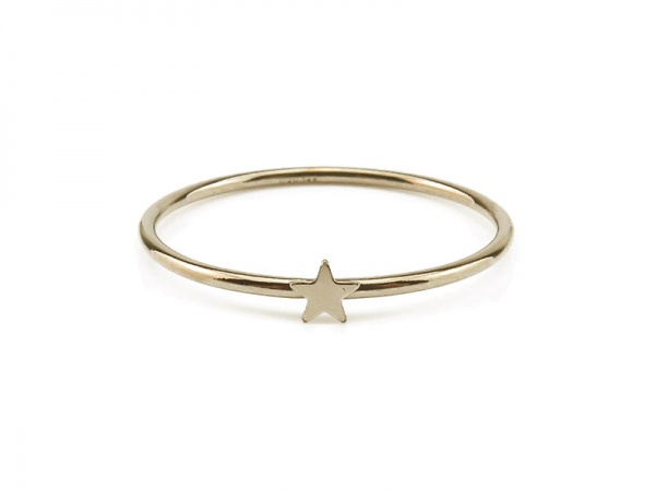 Gold Filled Stacking Ring with Star ~ Size R