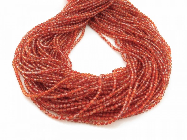 AAA Carnelian Faceted Round Beads 2.25mm ~ 12.5'' Strand