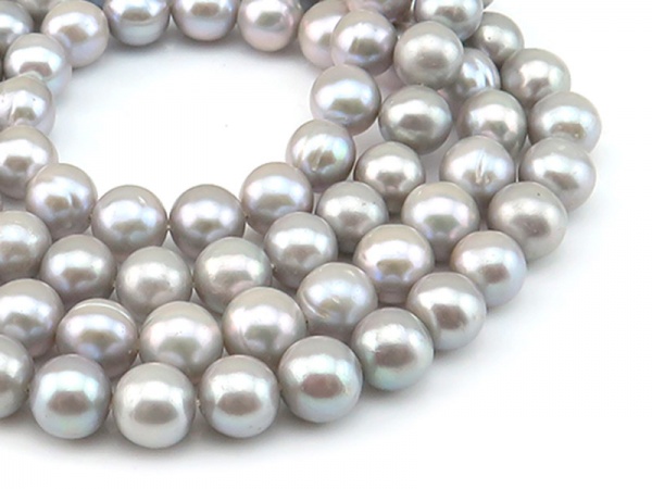 Freshwater Pearl Silver Grey Off Round Beads 8.5-9.5mm ~ 16'' Strand