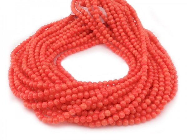 Bamboo Coral Smooth Round Beads 4mm ~ 15.5'' Strand