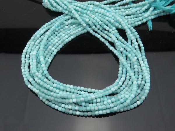 Larimar Faceted Cube Beads 2.5mm ~ 13'' Strand