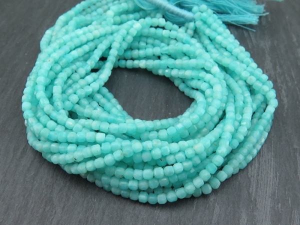 AA Amazonite Faceted Cube Beads 2.5mm ~ 13'' Strand