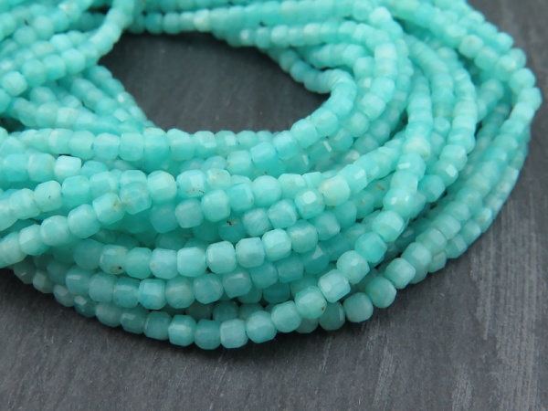 AA Amazonite Faceted Cube Beads 2.5mm ~ 15'' Strand