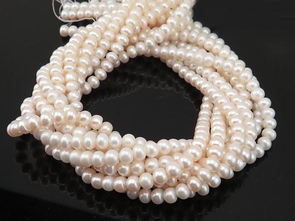 Freshwater Pearl Button Beads 7mm ~ 16'' Strand