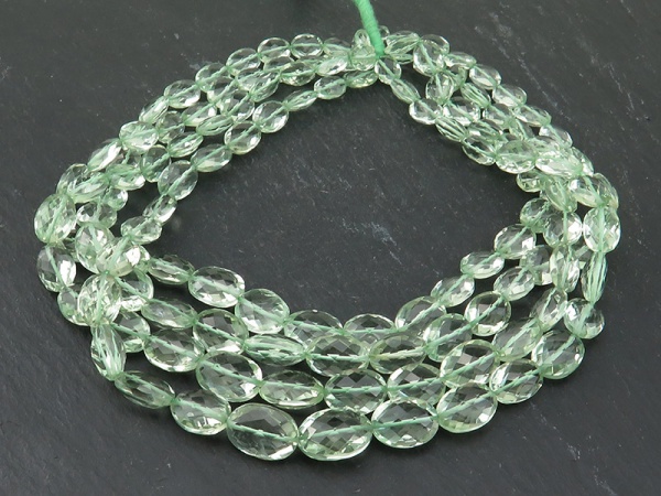 AAA Green Amethyst Faceted Oval Beads 10.5-15.5mm ~ 8'' Strand