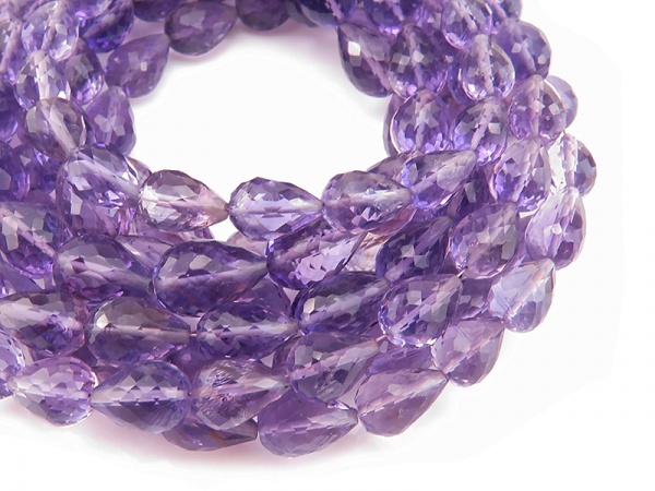 AA Amethyst Faceted Teardrop Beads 10-11mm ~ 8'' Strand