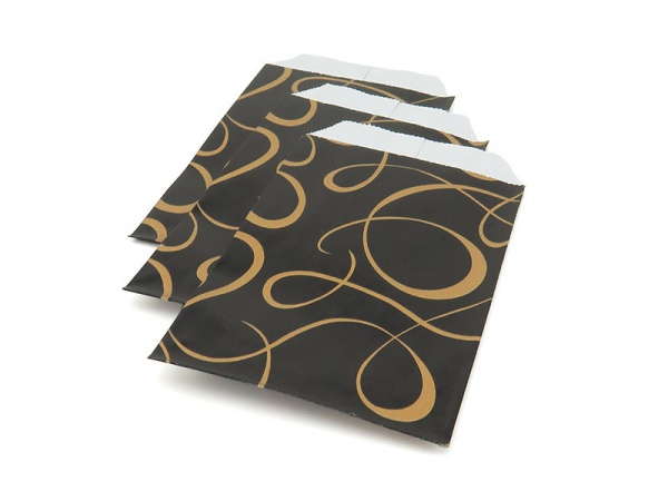 Paper Bag ~ Black/Gold Scroll ~ 12cm x 7cm
