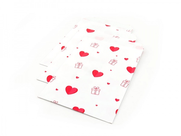 Paper Bag ~ White/Red Heart ~ 12cm x 7cm
