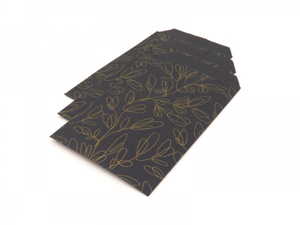 Paper Bag ~ Black/Gold Leaf ~ 12cm x 7cm