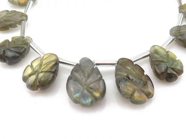 AA Labradorite Carved Pear Briolettes 10.5-15.5mm ~ 7.5'' Strand