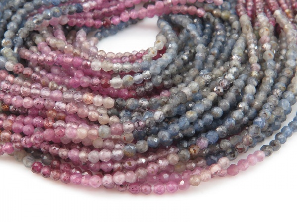 Multi Sapphire Micro-Faceted Rondelles 2mm ~ 12.5'' Strand