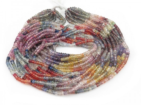 AA Multi Sapphire Smooth Rondelles 2.5-3mm ~ 15'' Strand
