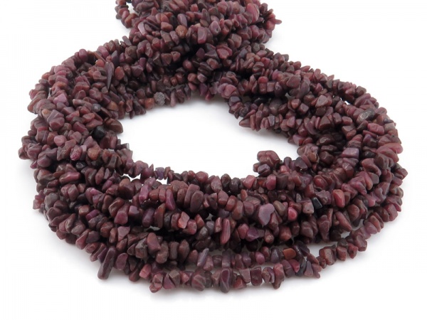Ruby Smooth Chip Beads ~ 33'' Strand