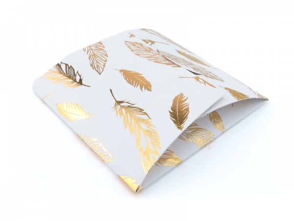 Fold Over Card Jewellery Pouch ~ White/Gold