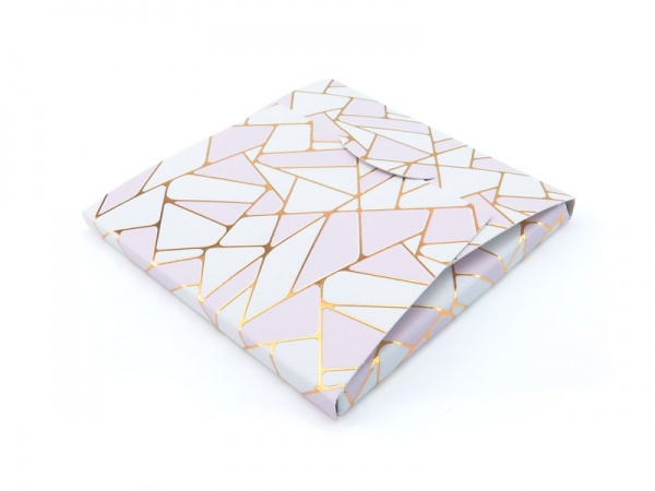 Fold Over Card Jewellery Pouch ~ White/Pink/Gold