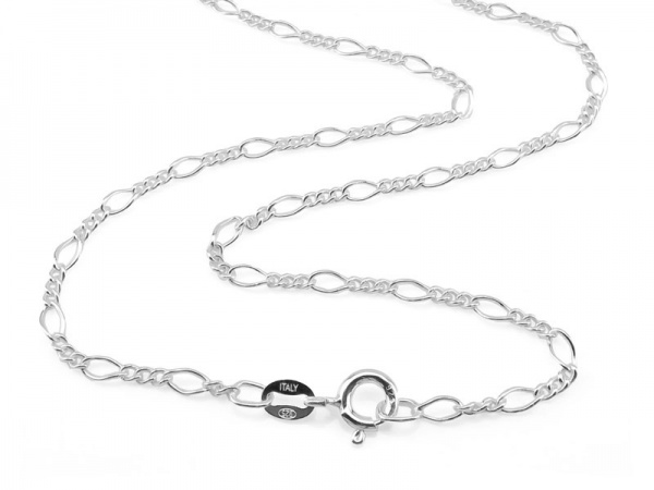 Sterling Silver Figaro Necklace with Spring Clasp ~ 18''