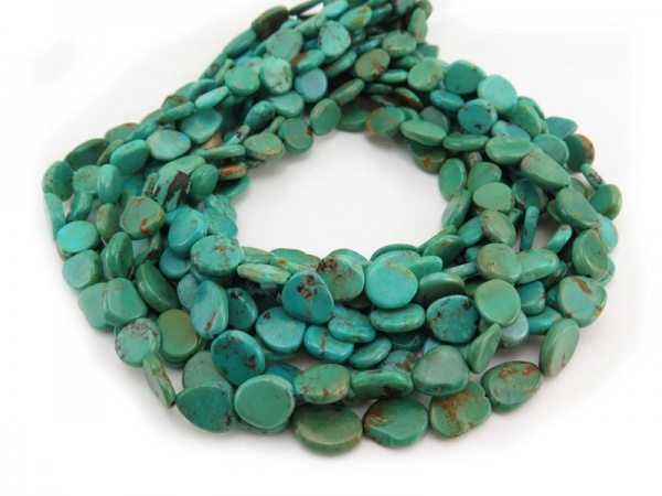Turquoise Smooth Flat Nugget Beads 12-13mm ~ 16'' Strand