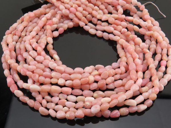 Pink Opal Smooth Nuggets 6-8mm ~ 16'' Strand