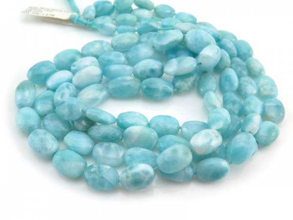 AAA Larimar Micro-Faceted Oval Beads 8-11mm ~ 17'' Strand