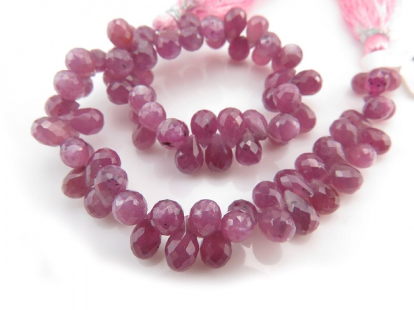 AA Ruby Micro-Faceted Teardrop Briolettes ~ Various Sizes