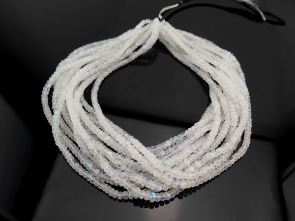 AA Rainbow Moonstone Micro-Faceted Rondelles 4-6mm ~ 16'' Strand