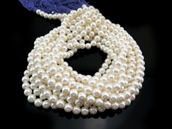 Shell Pearl White Round Beads 8mm ~ 16'' Strand