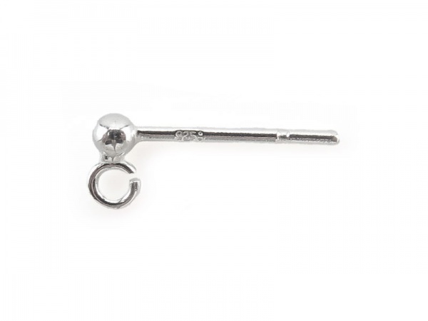 Sterling Silver Ear Post with Ball 2mm