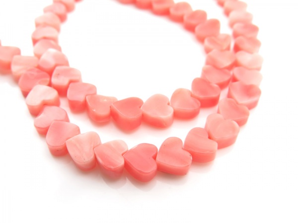 Pink Coral Smooth Heart Beads 5mm ~ 16'' Strand
