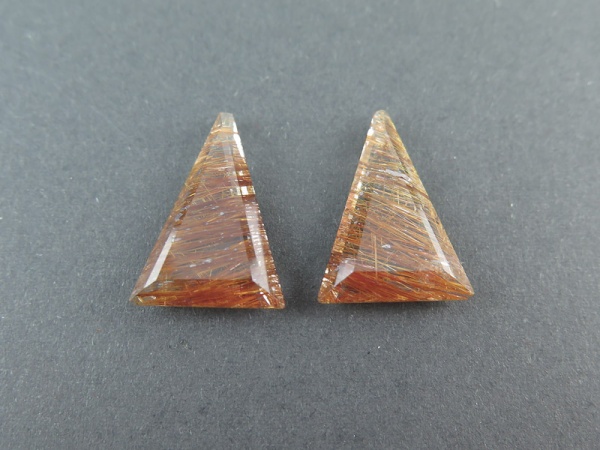 Fair Mined Copper Rutilated Quartz Freeform Gemstone 18.25mm ~ PAIR