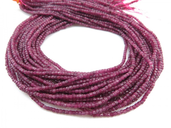 AA Ruby Faceted Cube Beads 2.5mm ~ 15.5'' Strand