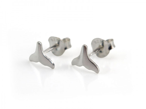 Sterling Silver Whale Tail Ear Studs ~ PAIR