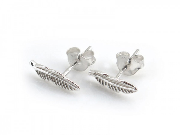Sterling Silver Feather Ear Studs ~ PAIR