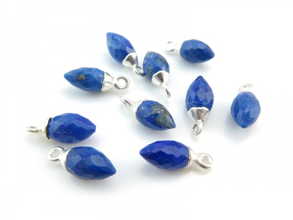 Sterling Silver Lapis Lazuli  Marquise Charm 13mm