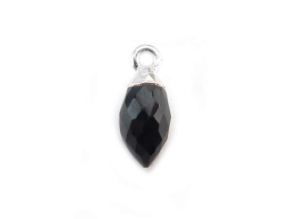 Sterling Silver Black Spinel Marquise Charm 13mm